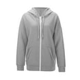 thumbnail image 6 of Dazajoo Womens Fleece Zip Up Hoodie Long Sleeve Solid Color Drawstring Sweatshirts with Pockets Fall Casual Oversized Athletic Coat,Gray,XL, 6 of 9