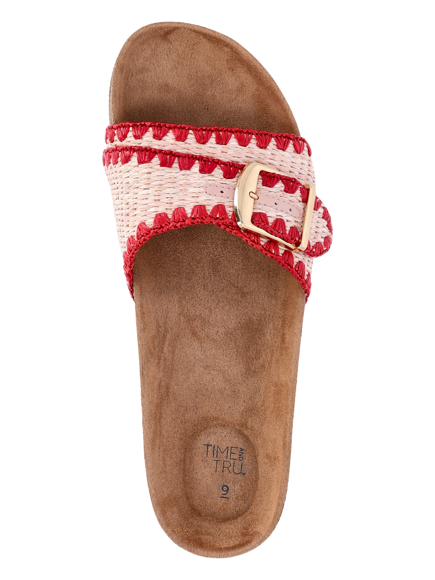 Time and Tru Women's One Buckle Footbed Slide Sandals