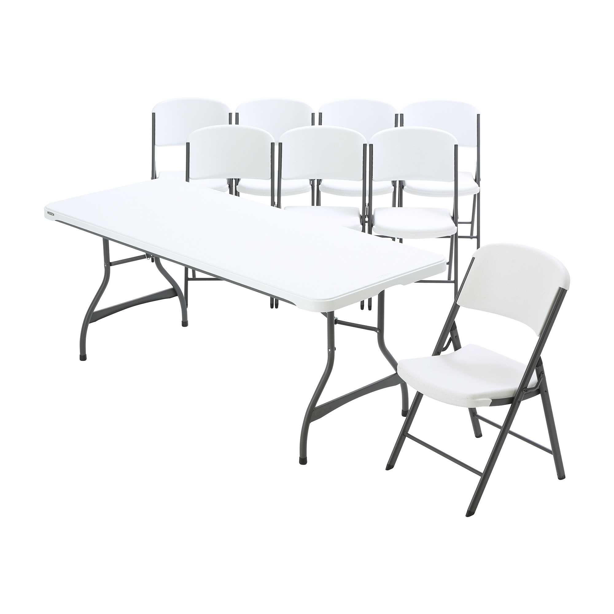 Lifetime 6Foot Stacking Table and (8) Chairs Combo