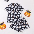 thumbnail image 2 of Wutalume Women's Casual Fashion Halloween Printed Short Sleeve Pajama Set, Spooky Theme Home Wear Loungewear Outfit,Black L, 2 of 5