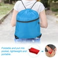 thumbnail image 5 of REGALWOVEN Polyester Drawstring Bag Gym Cinch Sack with Zipper Pocket for Men Women Light Blue, 5 of 7