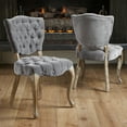 thumbnail image 1 of Elma Chaises de Salle à Manger en Tissu Gris Capitonné (Ensemble de 2), 1 of 4