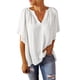 thumbnail image 3 of VISgogo Tops de manga corta para mujer con color sólido, versión suelta, estilo casual, ropa de verano plisada VISgogo moda, 3 of 5