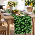 thumbnail image 3 of Burlap Table Runner 36 Inches Long,St. Patrick's Day Shamrock Non-Slip Kitchen Table Runners for Dining Room Everyday Use Party Table Decorations Seamless Green Leaf on Black, 3 of 9