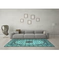thumbnail image 3 of Ahgly Company Indoor Round Medallion Light Blue Traditional Area Rugs, 3' Round, 3 of 4