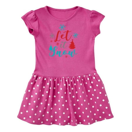 

Inktastic Let It Snow Snowflakes Christmas - Red Blue Gray Gift Toddler Girl Dress