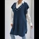 thumbnail image 4 of Vestido Tipo Suéter con Cuello en V y Cuentas para Mujer, Holgado, Tipo Chaleco, de Punto. Azul Real Talla Única, 4 of 8