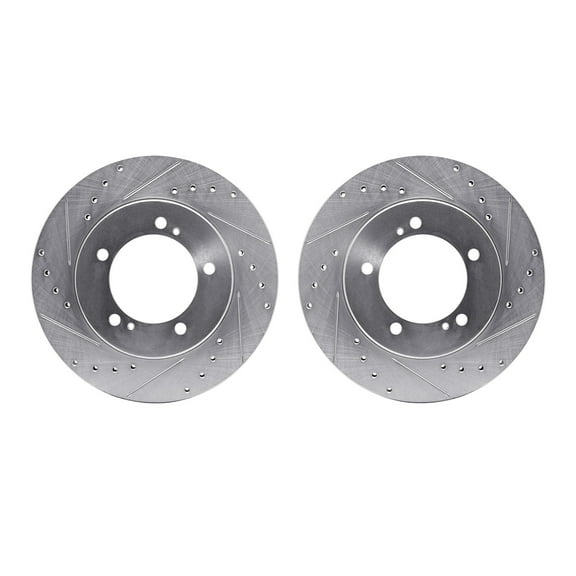 Dynamic Friction Company Front Brake Rotors-Drilled and Slotted-Silver 7002-01002