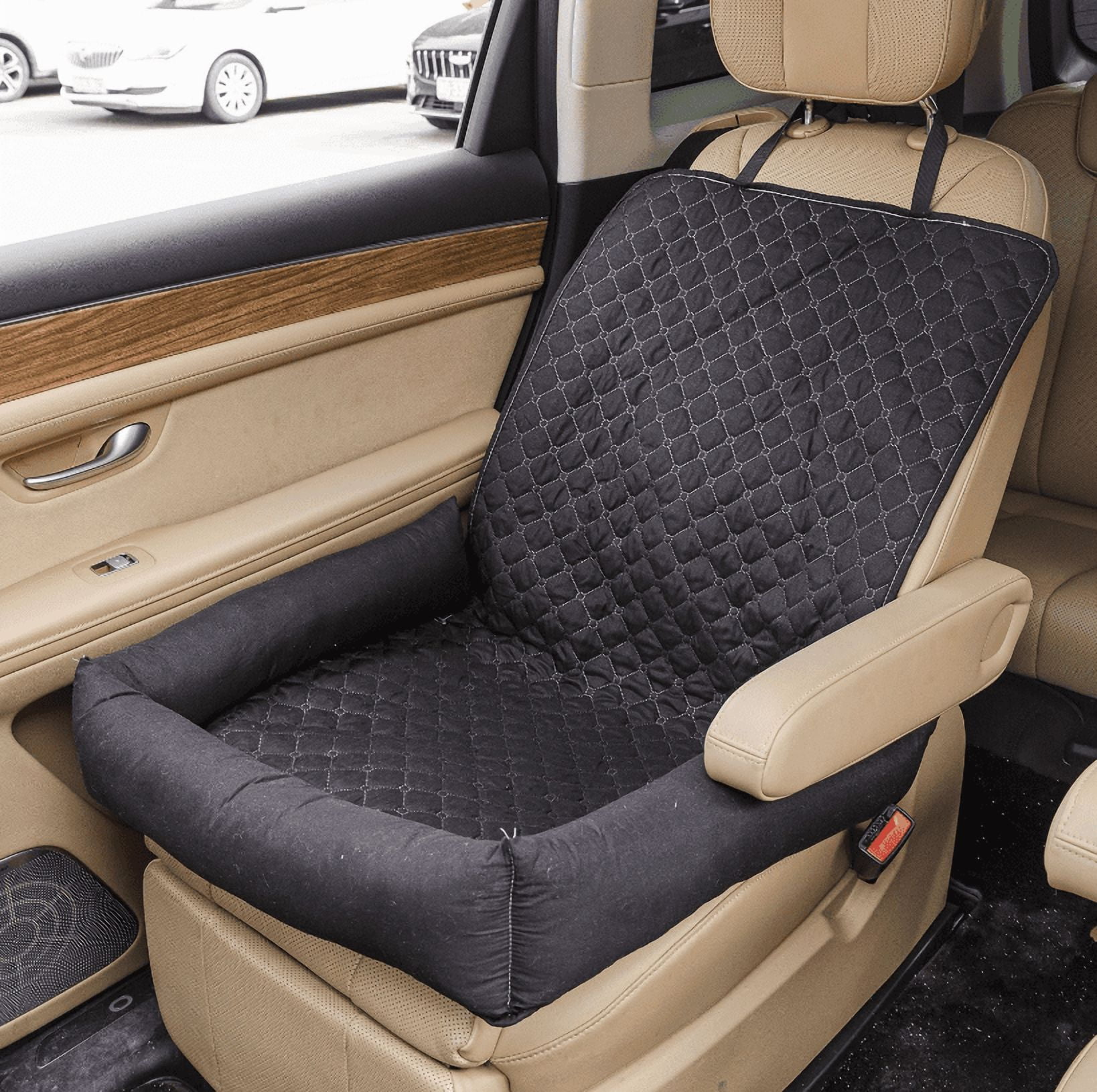 Yogsey Dog Car Seat for Small Medium Dogs,Detachable Washable Travel Safety Pet Seat, Waterproof Car Pet Bed Mat Black
