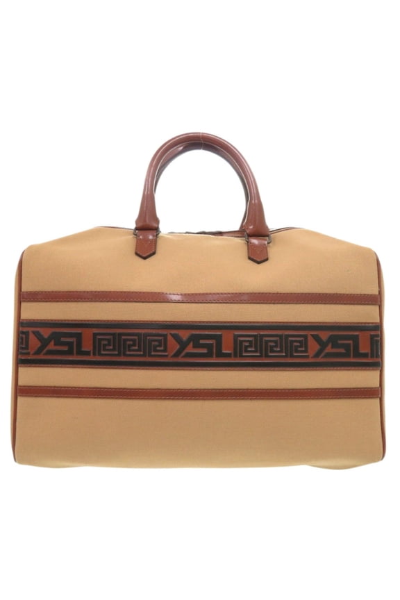 Pre-Owned Yves Saint Laurent vintage logo canvas leather brown Boston bag...
