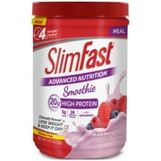 SlimFast Advanced Nutrition Meal Replacement Smoothie Mix, Mixed Berry Yogurt, 11.01oz, 12 servings