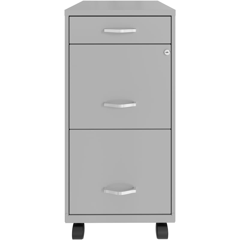 Pemberly Row 3 Drawer Mobile Modern Metal File in Gray
