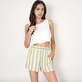 thumbnail image 2 of Women's Striped Elastic Waist Lounge Shorts with Relaxed Fit and Side Pockets - Medium, Yellow, 2 of 7