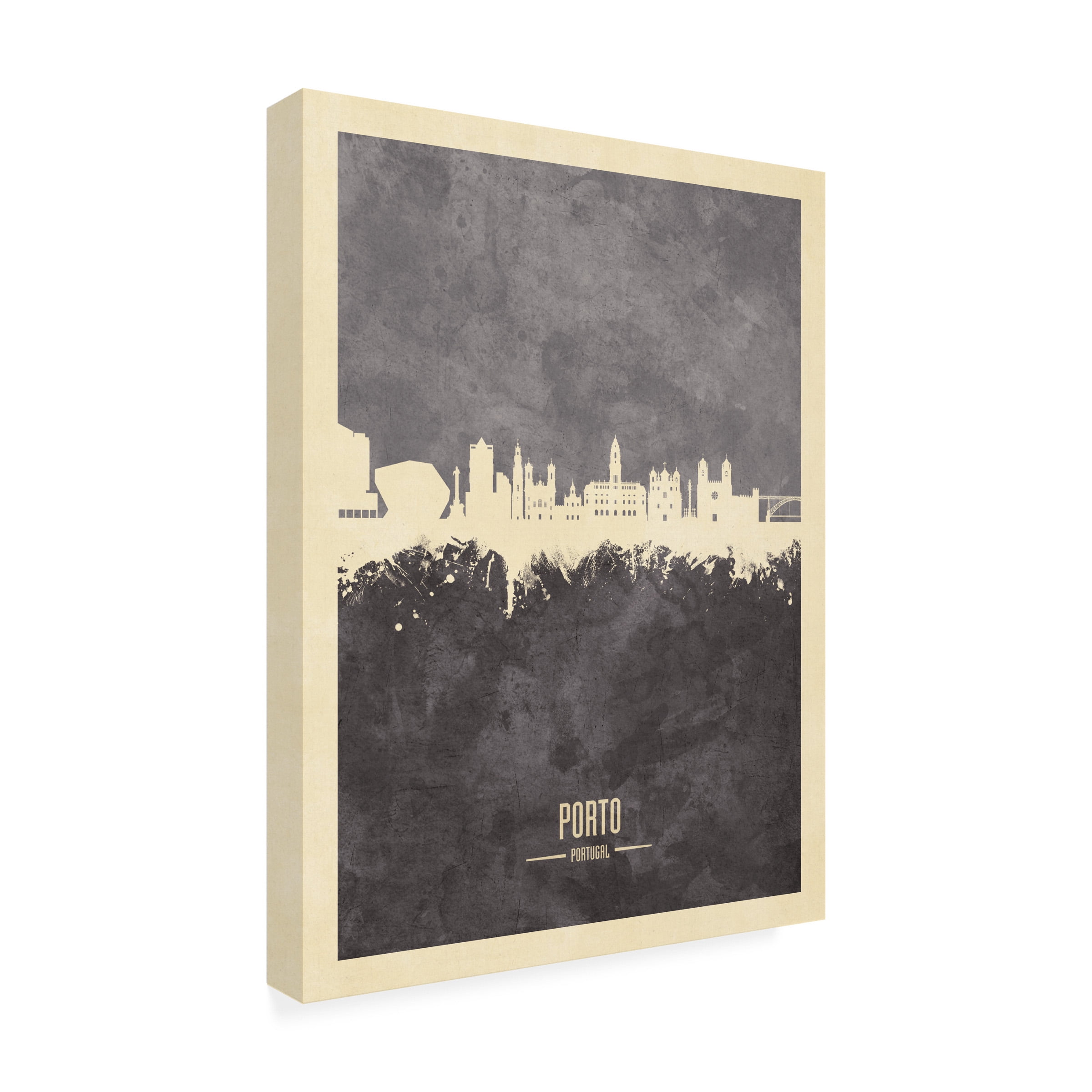 Michael Tompsett 'Porto Portugal Skyline Gray' Canvas Art