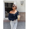 thumbnail image 6 of FreshPretty Women’s Casual Long Sleeve Half Zip Pullover Sweaters Solid V Neck Collar Ribbed Knitted Loose Slouchy Jumper Tops, 6 of 7