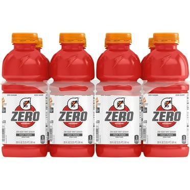Gatorade G Zero Sugar Fruit Punch Thirst Quencher Sports Drink, 20 oz, 8 Pack Bottles