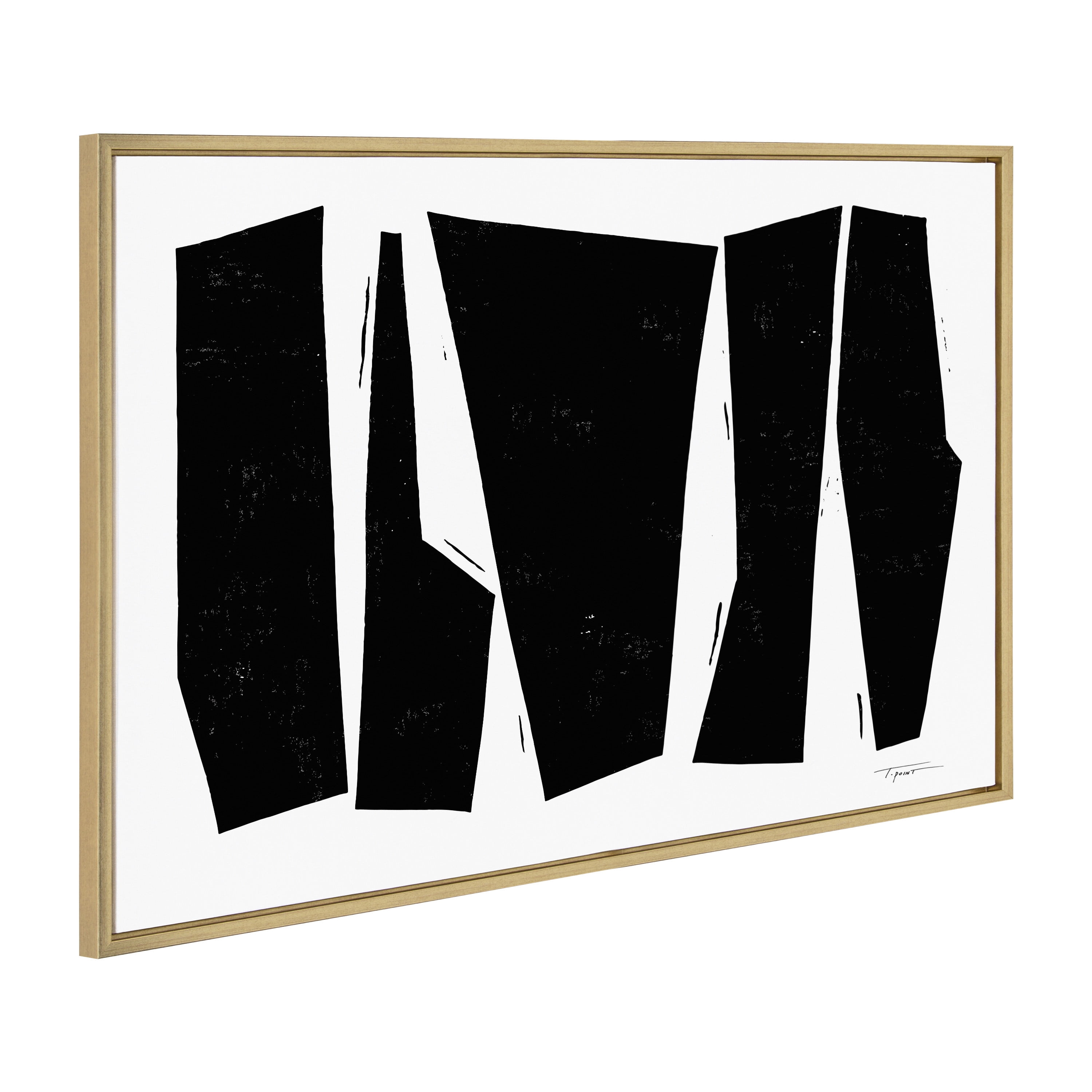 Kate and Laurel Sylvie Colliding Shapes Framed Canvas Wall Art by Statement Goods 23x33 Gold Abstract Art for Wall