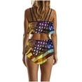 thumbnail image 4 of Trajes de Baño de Bikini de Mujer Conjunto de Cintura Alta de Vendaje de Impresión Sexy con Almohadillas de Pecho, Conjunto de Bikini de Mujer Conservador Y sin Mangas, 4 of 8