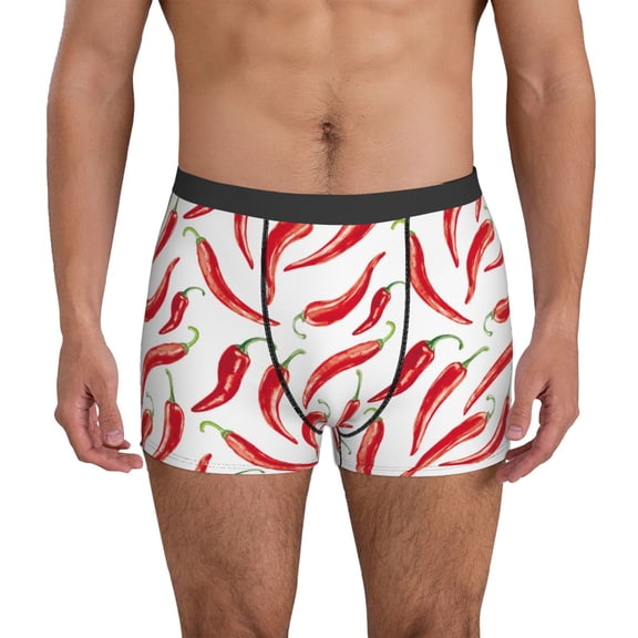 Mens Underwear Boxer Briefs - bell pepper chili Comfort Breathable men's boxer briefs with Flex Waistband