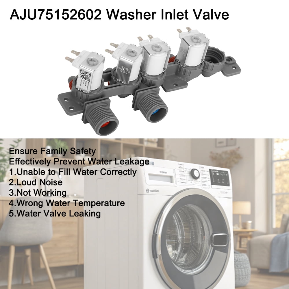 TOP-MAX AJU75152602 Washer Inlet Valve Assembly fit for LG Washing Machine, DC12V Washing Machine Water Inlet Valve, Water-Saving