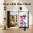 thumbnail image 3 of BANGSON 3.2 Cu.ft Mini Fridge with Freezer - Small Refrigerator for Bedroom Dorm Office, Compact Single Door, Adjustable 5-Temp & Quiet, Silver, 3 of 7
