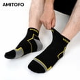 thumbnail image 3 of Mens Work Socks, AMITOFO Durable Boot Socks for Men, Breathable Cushioned Reinforced Toe & Heel Compression Arch Support Outdoor Workwear Ankle Socks, Black 10 Pack Size 13-15, 3 of 7