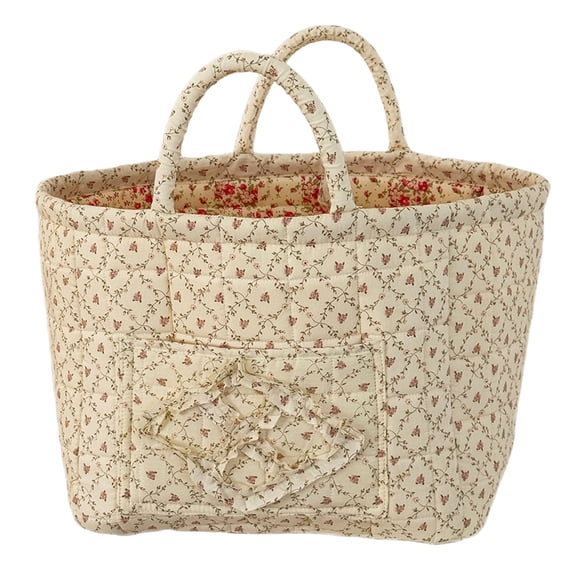 Fabric Storage Basket with Handles Foldable Laundry Bin Vintage Floral Home Sundries Organizer (Style Four)