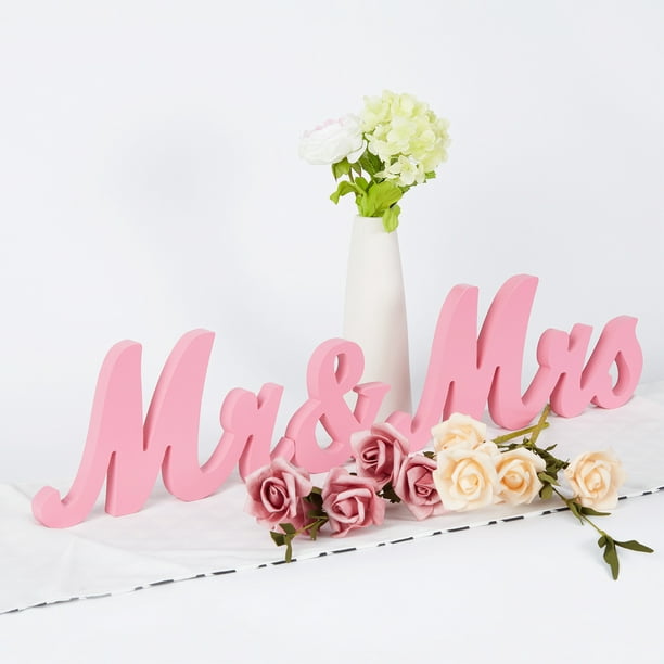 Lettres de Décoration de Mariage en Bois Mr & Mrs - Rose