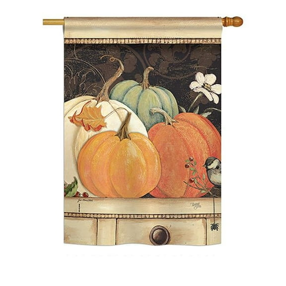 Breeze Decor BD-HA-H-113068-IP-BO-DS02-US 28 x 40 in. Seasonal Harvest & Autumn Impressions Decorative Vertical House Flag - October Pumpkins Fall
