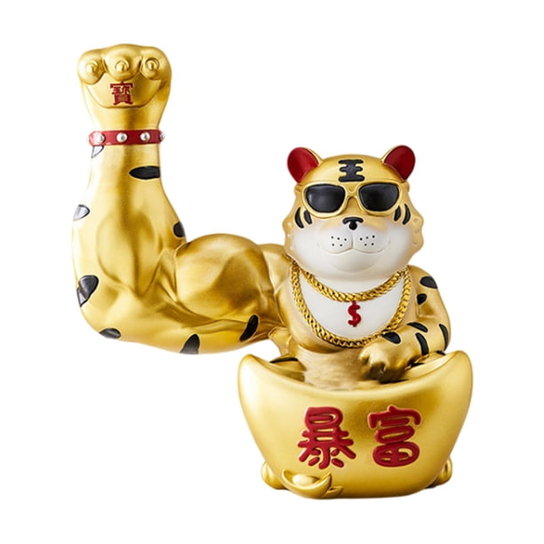 Organizador de escritorio con forma de estatua de gato de la suerte, contenedor para guardar objetos diversos. Dorado