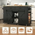 thumbnail image 3 of ANPOO Large Rolling Kitchen Island Table on Wheels with Drop Leaf, Barn Door Kitchen Island Table with Storage Cabinet and Tower Rack, Island Table for Kitchen, 3 of 8