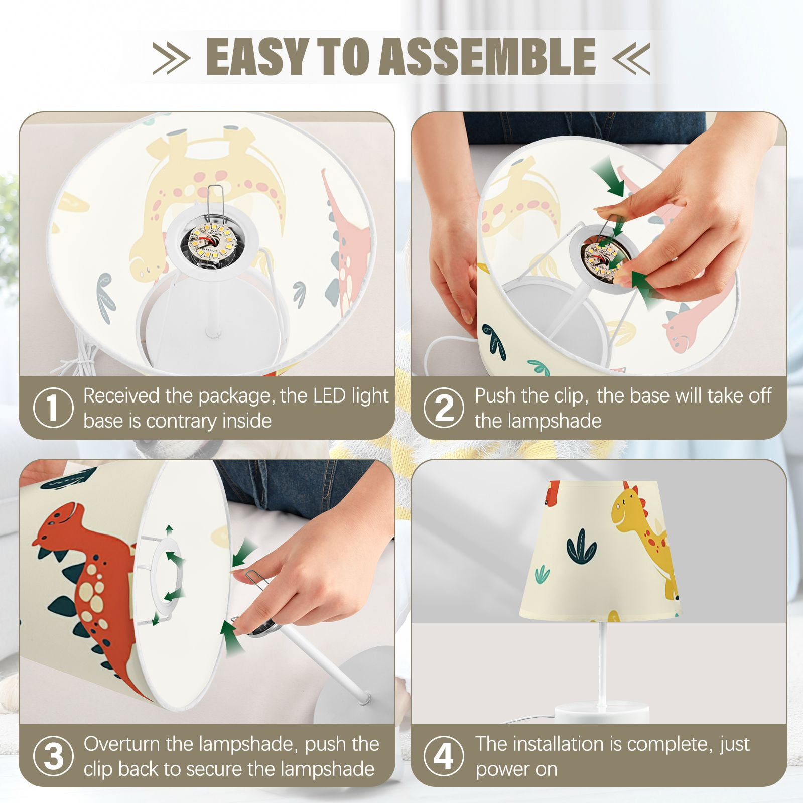 Dinosaur Animal Cartoon LED Desk Lamp Table Lamp USB Bedside Nightstand Small Lamp for Bedroom Living Room Kids Room