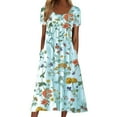 thumbnail image 1 of DEBGFS Robes d'Été pour Femmes Boutonnées avec Poches Grande Taille Boho Décontractée Longue Robe Maxi Imprimé Floral Manches Courtes Col en V Longueur sous le Genou Évasée Ligne A Maison Ample Robes Soleil,22#bu2,m, 1 of 5