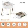 thumbnail image 6 of ASYA White Round End Table with Drawer, Side Table Nightstand with Natural Stone Top, Accent Table for Home Living Room Bedroom, Gold Metal, 6 of 11
