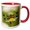 Red/White, variant on 3drose, Female Blue Dasher Dragonfly on Daisy, Kentucky, 11oz Two-tone Yellow Mug
