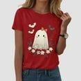 thumbnail image 2 of HCNTES Halloween Shirts for Women ,Womens Fall Shirt Crew Neck Funny Ghost Graphic Tees Short Sleeve Thanksgiving Tops(XXXL,A151-Red), 2 of 5