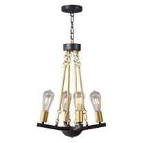 Deyidn 15.74'' 4-Light Chandelier for Dining Room Kitchen Island, Modern Farmhouse Pendant Lighting with Glass Shades Industrial Black Gold Hanging Ceiling Light Fixture for Living Roomm