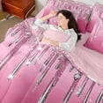 thumbnail image 4 of Castle Fairy Bling Crystal 7Pcs Bedding Comforter Set for Teens Women Men,Abstract Gradient Queen Bedding Sets Super Cozy,Ombre Bling Glitter Queen Sheet Sets,Luxury Bedroom Decor, 4 of 8