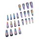 thumbnail image 2 of 24 Pcs Colorful Press on Nails Medium Coffin Fake Nails Black False Nails with, 2 of 5