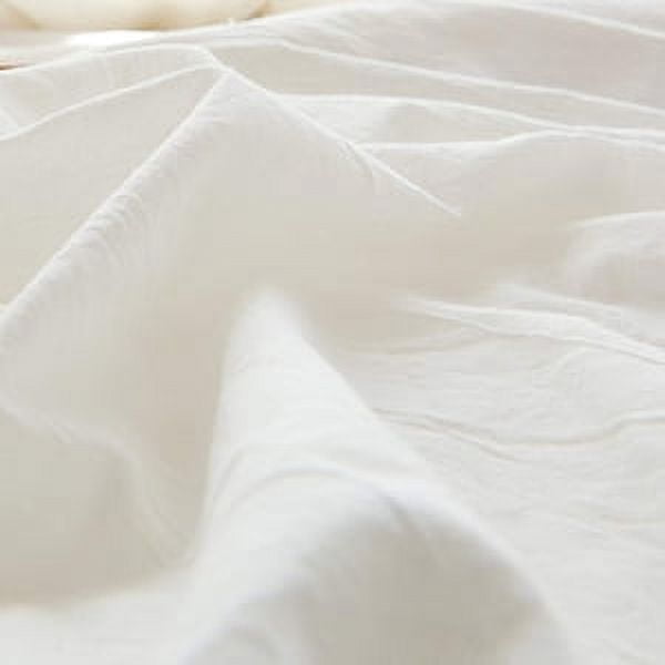 NTBAY Cotton Linen Queen Ruffled Duvet Cover with Shams Set, 3 Piece Breathable Bedding Set, White