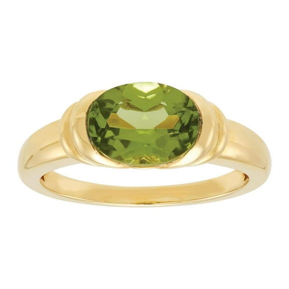 Brilliance Fine Jewelry Oval Peridot Ring in Sterling Silver and 14KT Gold Plate