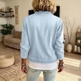 thumbnail image 5 of Womens Full Zip Collared Jean Jacket Soft Stretch Cropped Denim Outerwear Zipper Side Pockets Lightweight Jacket Light Blue XL, 5 of 7