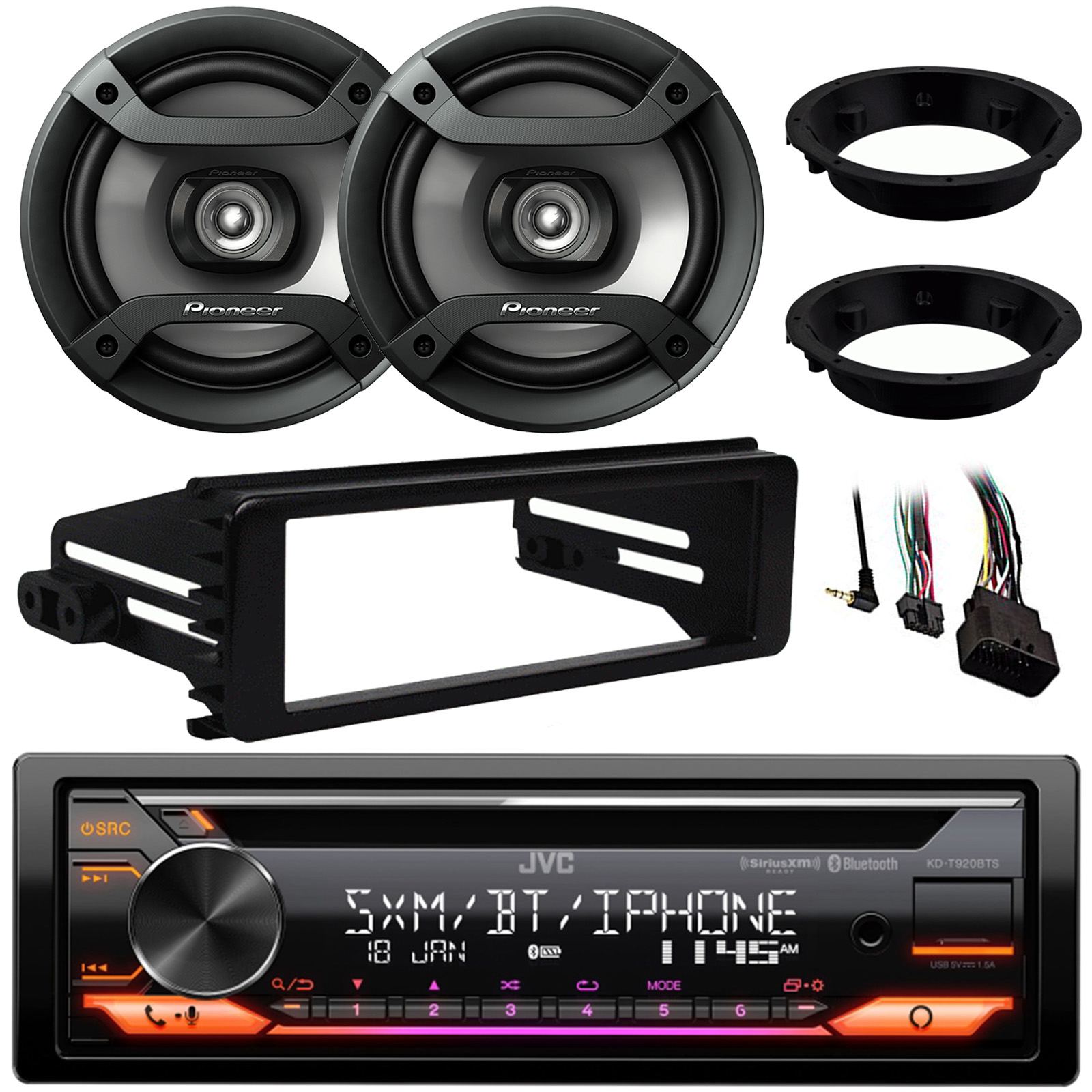 JVC KDT920BTS Single DIN AM/FM Radio Stereo USB AUX CD Player