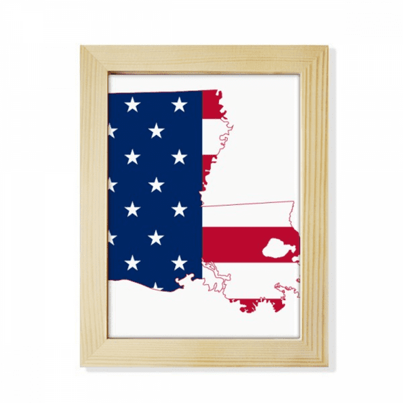 Louisiana USA Map Stars And Stripes Flag Desktop Adorn Photo Frame Display Art Painting Wooden