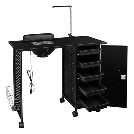 Portable Manicure Nail Table Foldable Home Beauty Technician Portable Manicure Nail Table Foldable Home Beauty Technician Desk Spa Salon Workstation With Drawer Led Lamp