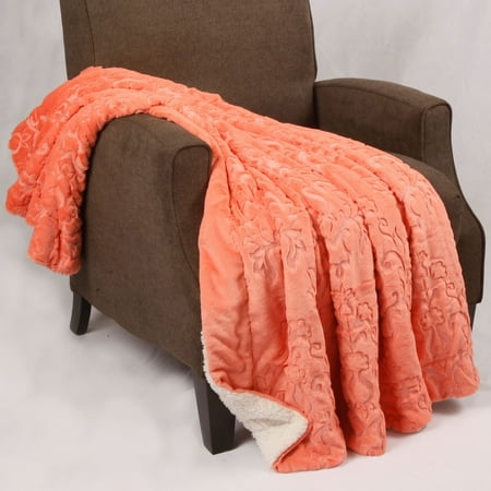 - BOON Batik Faux Fur Embroidery Sherpa Throw Blanket