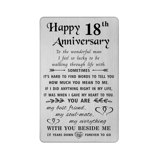 Tanwih 18th Anniversary Gifts For Men Him Husband Metal Wallet Card For Wedding Anniversary Walmart Com