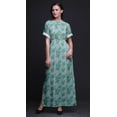 thumbnail image 5 of Bimba Rayon Artistic Leaf & Floral Smocked Waist Printed Gown Maxi Side Slit LadiesÂ&nbsp;Dress-XXX-Large, 5 of 6