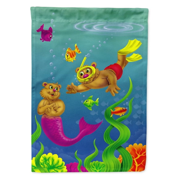 Carolines Treasures APH0414GF Teddy Bear Mermaid and Diver Flag Garden Size  Small multicolor