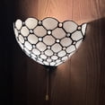 thumbnail image 2 of Enjoy Decor Lamps Classic 1-Light White Stained Glass Half Moon Crystal Beans Wall Sconce, 2 of 4